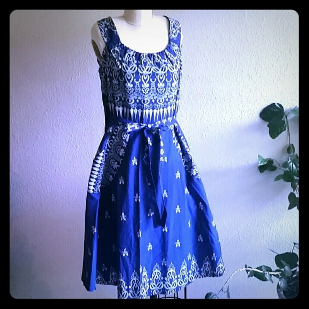 Vintage blue wrap dress cottagecore